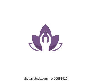Yoga logo body flower vector 