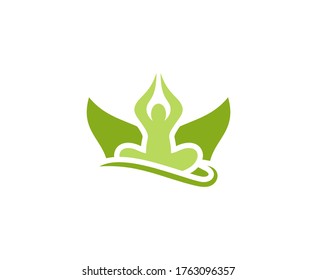 Yoga logo body lotus flower vector 