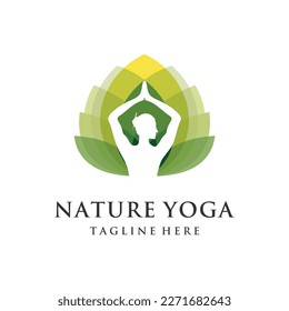 Yoga logo concept with an abstract image of a person sitting in the lotus position.