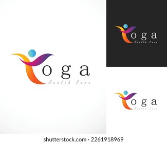 yoga logo creative people abstract color gradient sign symbol sport center health care