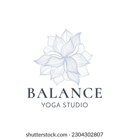 Yoga logo design, balance yoga studio, healthcare lifestyle. Business card logo. Vector illustration