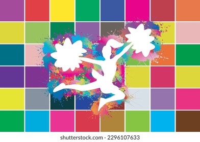 Yoga logo design. Colorful sport background. Ballerina in dance. Girl gymnast in gymnastic. Vector illustration.