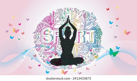  Yoga logo design. Colorful sport background. Vector illustration.