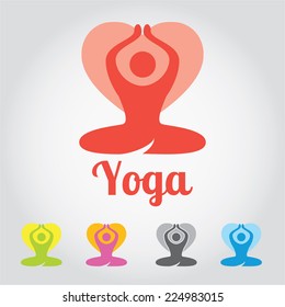 Yoga logo design elements. Sign and symbol in different colors. Modern vector illustration and design element