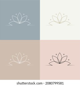 Yoga logo design in feminine, minimal, line style. Vector illustartion