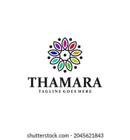 Yoga Logo Design with Flower Lotus Ornament Symbol