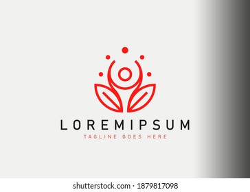 Yoga logo design. Icon vector illustration of a person in leaf position. Modern logo design with line art style.