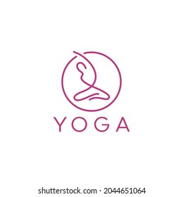 Yoga logo design with line vector graphic