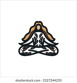 Yoga logo design, lotus position, lotus pose, meditation, miditation symdol, asana, woman, sacral symbol, yoga studio spiritual