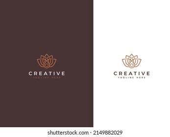 Yoga logo design, lotus vector illustration and location pin. Intermediary services for yoga location instructions.