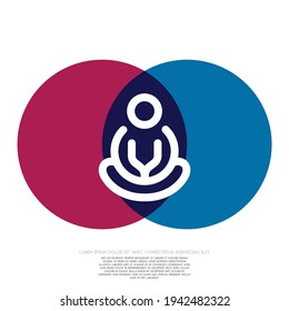Yoga logo design, meditation icon and silhouette, Hand drawn spiritual and wellness illustration, eps 10