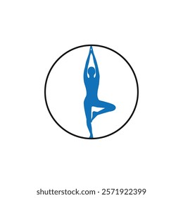 Yoga Logo Design: Yoga Posture Vector Icon for 21 June International Yoga Day. Health, Fitness and Meditation. Mindful Moves for Balance, Harmony and a Healthy Lifestyle. Spiritual, Wellness Branding.