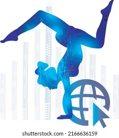 Yoga logo design. Sport science technology concept. Vector illustration.