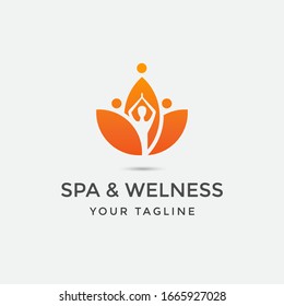 	
yoga logo design stock. human meditation in lotus flower vector illustration for spa or welness icon