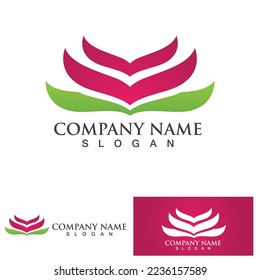 yoga logo design stock. human meditation in lotus flower vector illustration