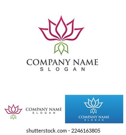 yoga logo design stock. human meditation in lotus flower vector illustration