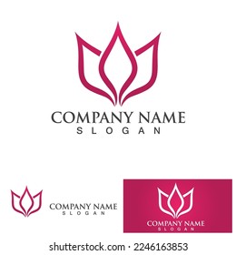 yoga logo design stock. human meditation in lotus flower vector illustration