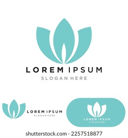 yoga logo design stock. human meditation in lotus flower vector illustration