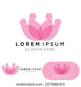 yoga logo design stock. human meditation in lotus flower vector illustration