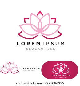 yoga logo design stock. human meditation in lotus flower vector illustration