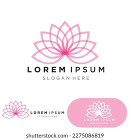 yoga logo design stock. human meditation in lotus flower vector illustration