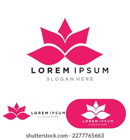 yoga logo design stock. human meditation in lotus flower vector illustration