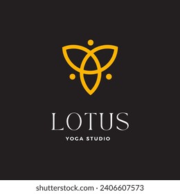 Yoga logo design stock. human meditation in lotus flower vector illustration