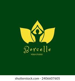 Yoga logo design stock. human meditation in lotus flower vector illustration