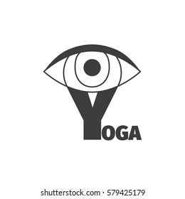 Yoga logo design template with eye and big letter Y.