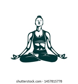 Yoga logo design template. Health Care, Beauty, Spa, Relax, Meditation, Nirvana concept icon. Template for yoga center, spa center or yoga studio. Fitness vector logo. Vector illustration.