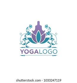 Yoga logo design vector template, Health Spa Meditation lotus concept
