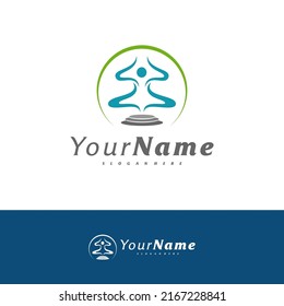 Yoga logo design vector template, Meditation logo concepts illustration.