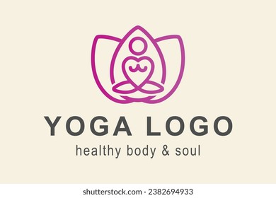 yoga logo. heart forms the person in the lotus.  creative simple logo. simple vector design editable