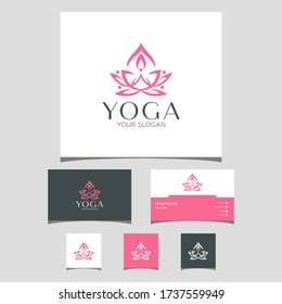 yoga logo icon and business card Premium Vector