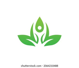 Yoga Logo And Icon Design Concept With Leaf Vector Template.