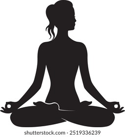 A yoga logo icon design silhouette vector art illustration with white background