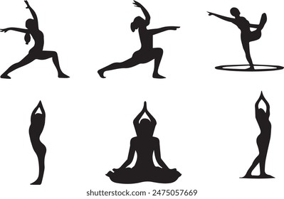 yoga logo icon silhouette vector art illustration
