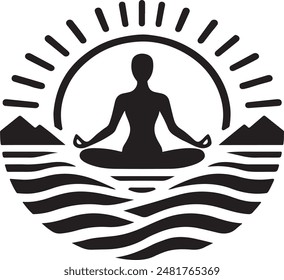 A yoga logo icon silhouette vector style with white background