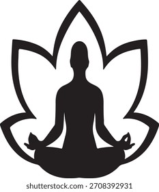 Vector de la silueta del icono del logotipo de la yoga