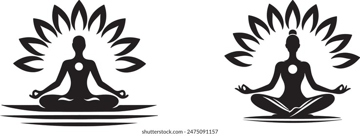 yoga logo icon silhoutee vector art illustration