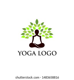 Tree Yoga Logo Silhouette Person Meditation Stock Vector (Royalty Free ...