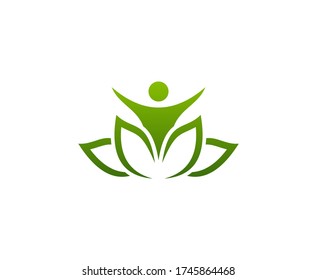 Yoga logo lotus body vector icon 