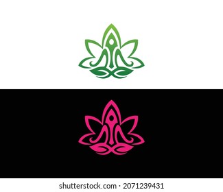 Yoga Logo And Lotus Flower Symbol Design Concept Vector Template.