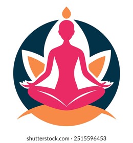 Logotipo de yoga con Ilustración vectorial de loto.
