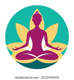 Yoga logo with lotus vector illustration.
