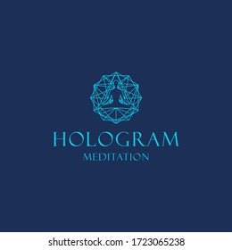yoga logo meditation , with hologram design