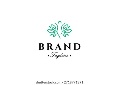 yoga logo with natural leaf elements in abstract design style