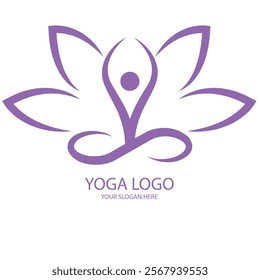 A yoga logo with purple color symbolizes spirituality, transformation, and balance. Purple is deeply associated with higher consciousness, intuition, and calm energy, making it an ideal color for 