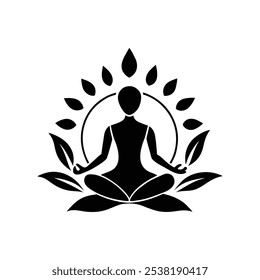 A yoga logo, Shilhouette minimalist logo person vector design.