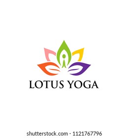 The yoga logo symbol is in the shape of a lotus flower